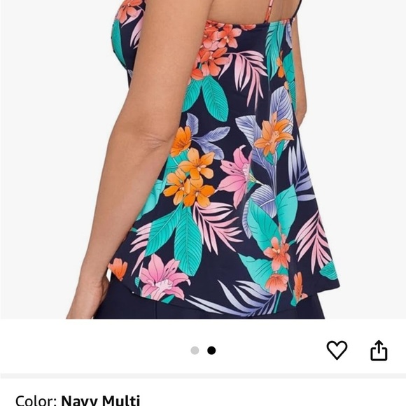 Swim Solutions Floral Spaghetti Strap Tankini swim top Sz 16W nwot, 012 - Picture 4 of 4